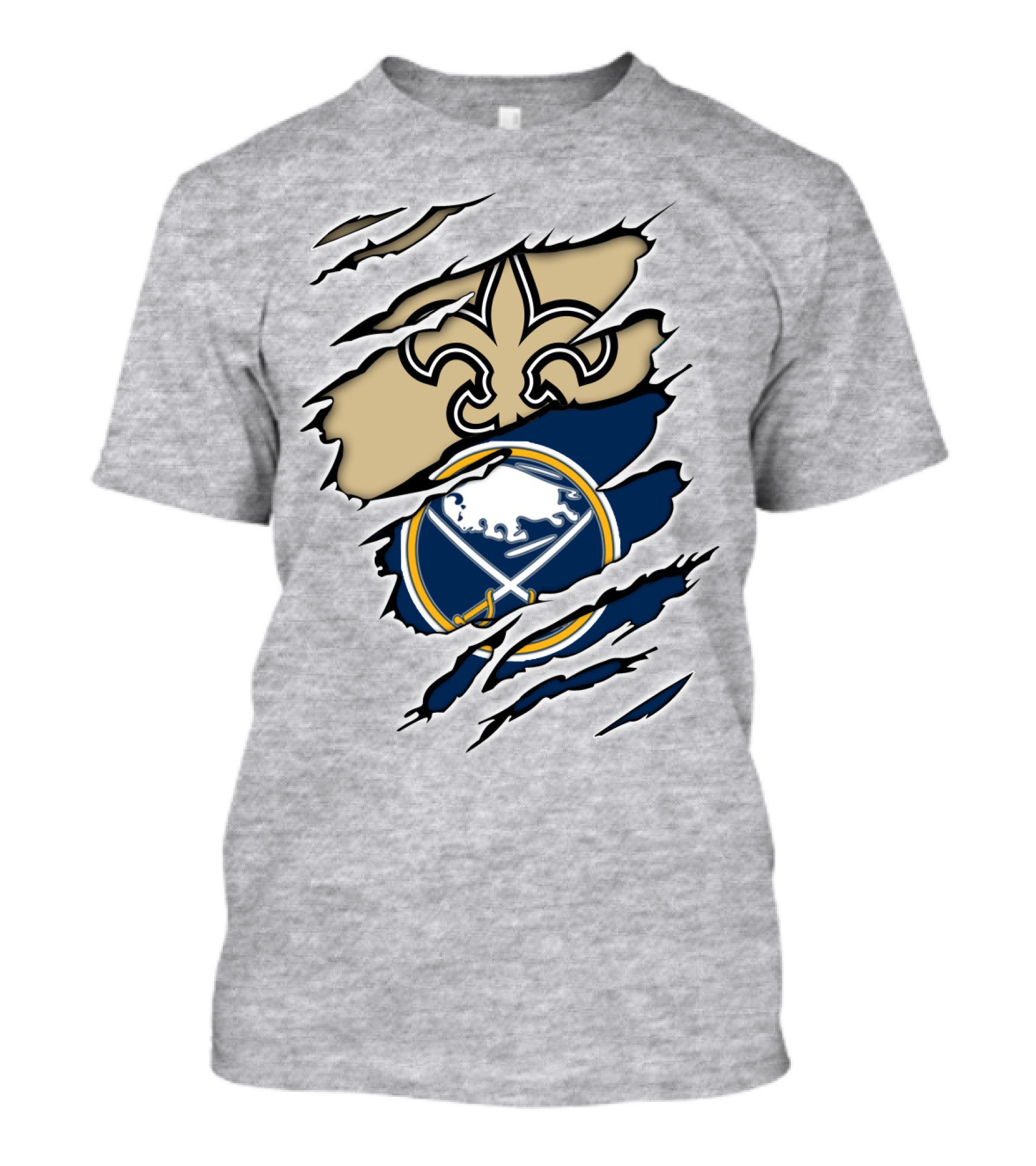 Saints Sabres Fleur-de-Lis And Buffalo Emblems T-Shirt