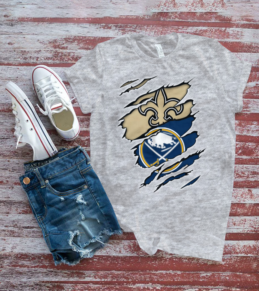 Saints Sabres Fleur-de-Lis And Buffalo Emblems T-Shirt