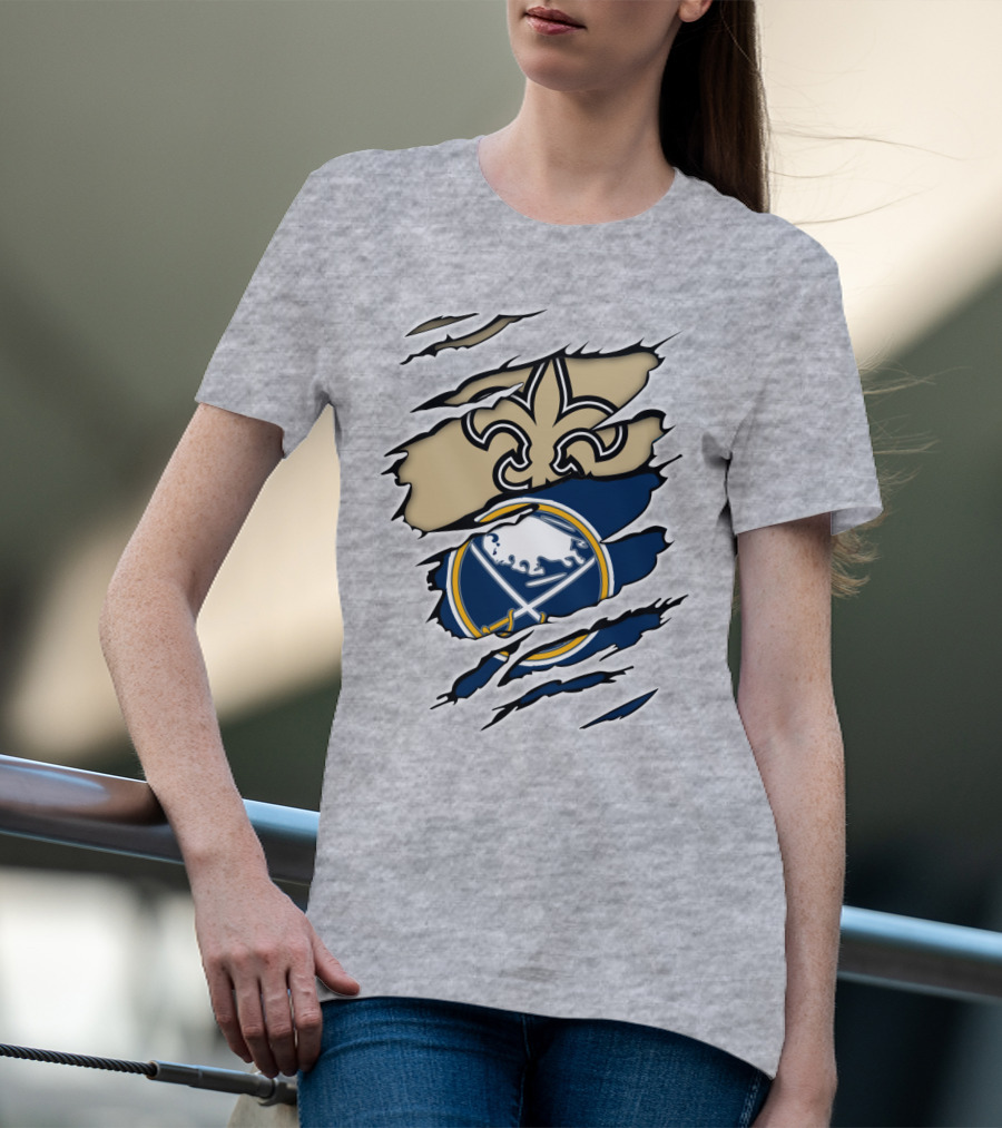 Saints Sabres Fleur-de-Lis And Buffalo Emblems T-Shirt
