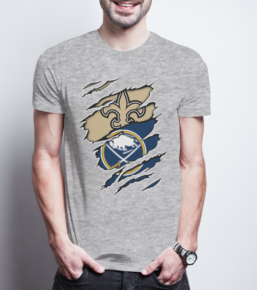 Saints Sabres Fleur-de-Lis And Buffalo Emblems T-Shirt