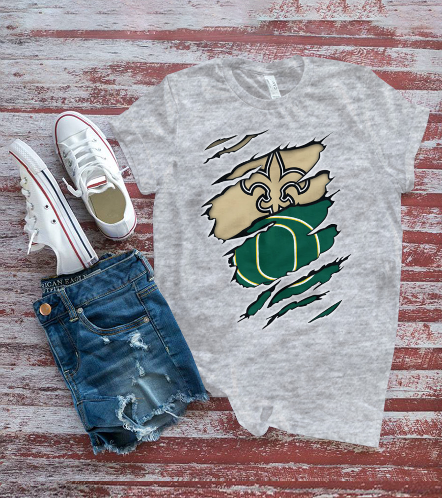 New Orleans Saints Oregon Ducks Logo Mashup T-Shirt