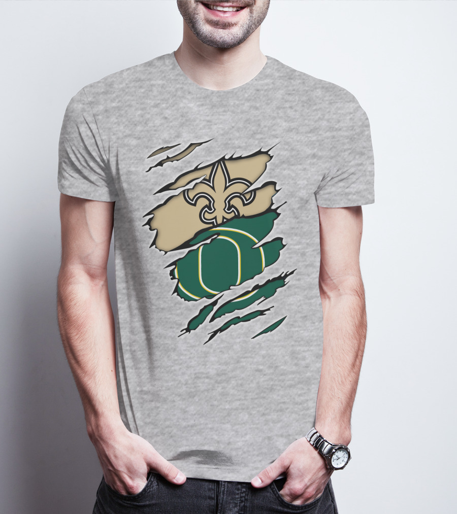 New Orleans Saints Oregon Ducks Logo Mashup T-Shirt