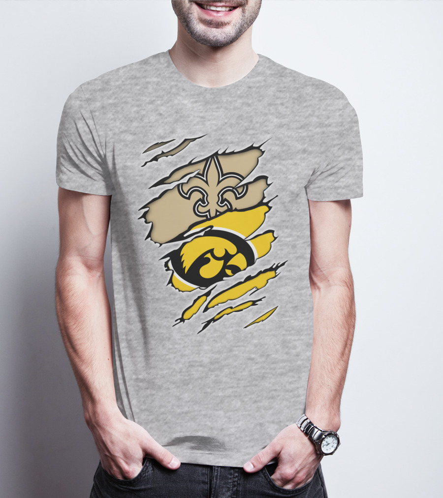 Iowa Hawkeyes And New Orleans Saints Fusion T-Shirt