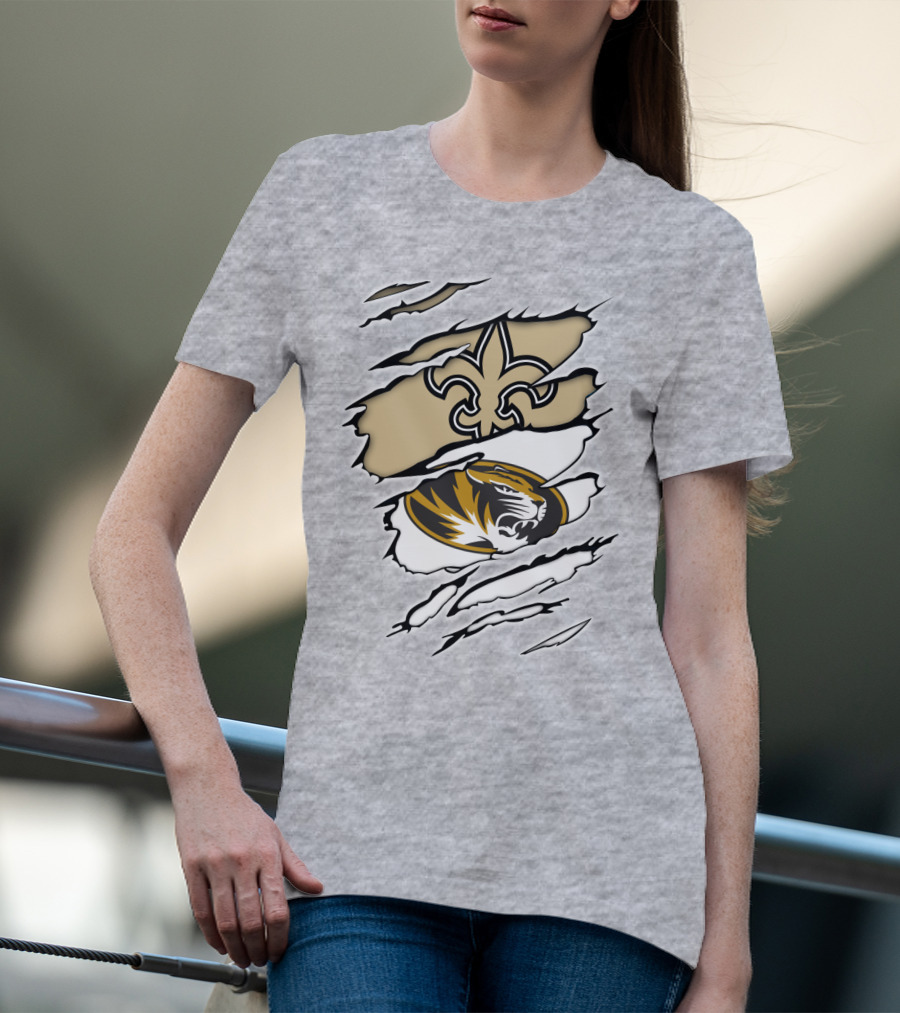 Saints New Orleans Fleur-de-Lis Missouri Tigers T-Shirt