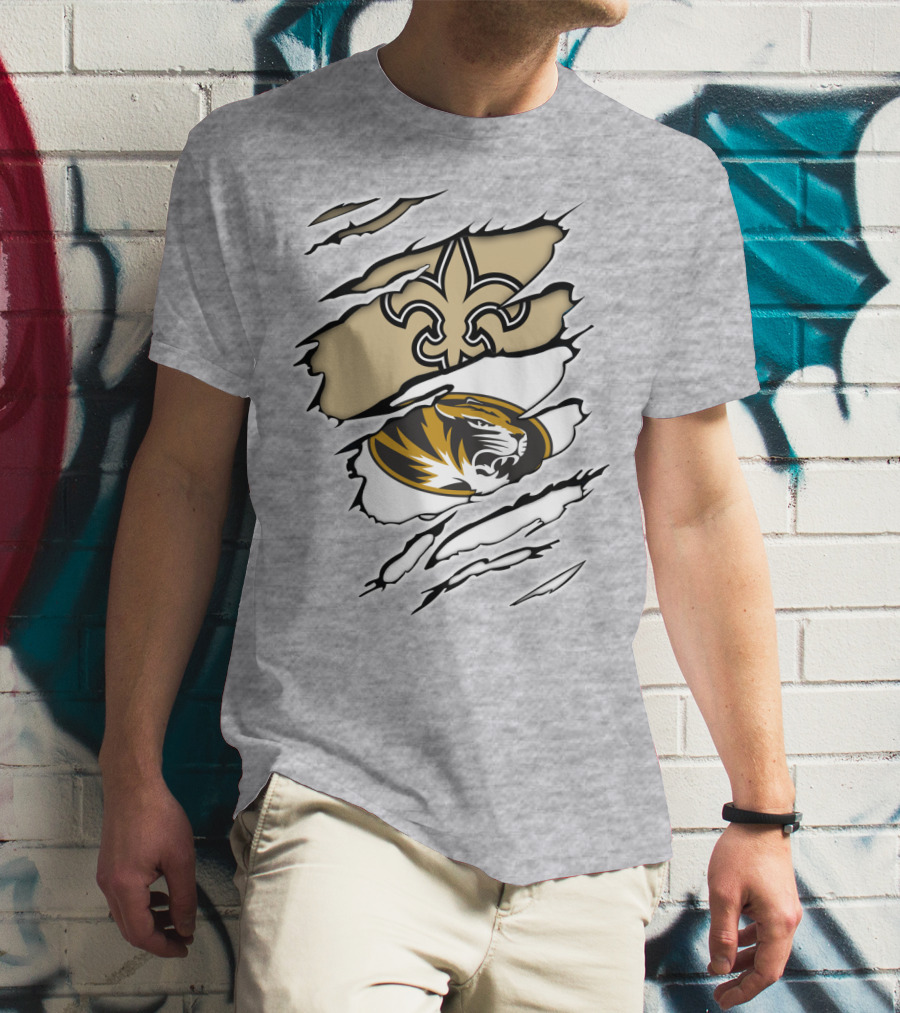 Saints New Orleans Fleur-de-Lis Missouri Tigers T-Shirt