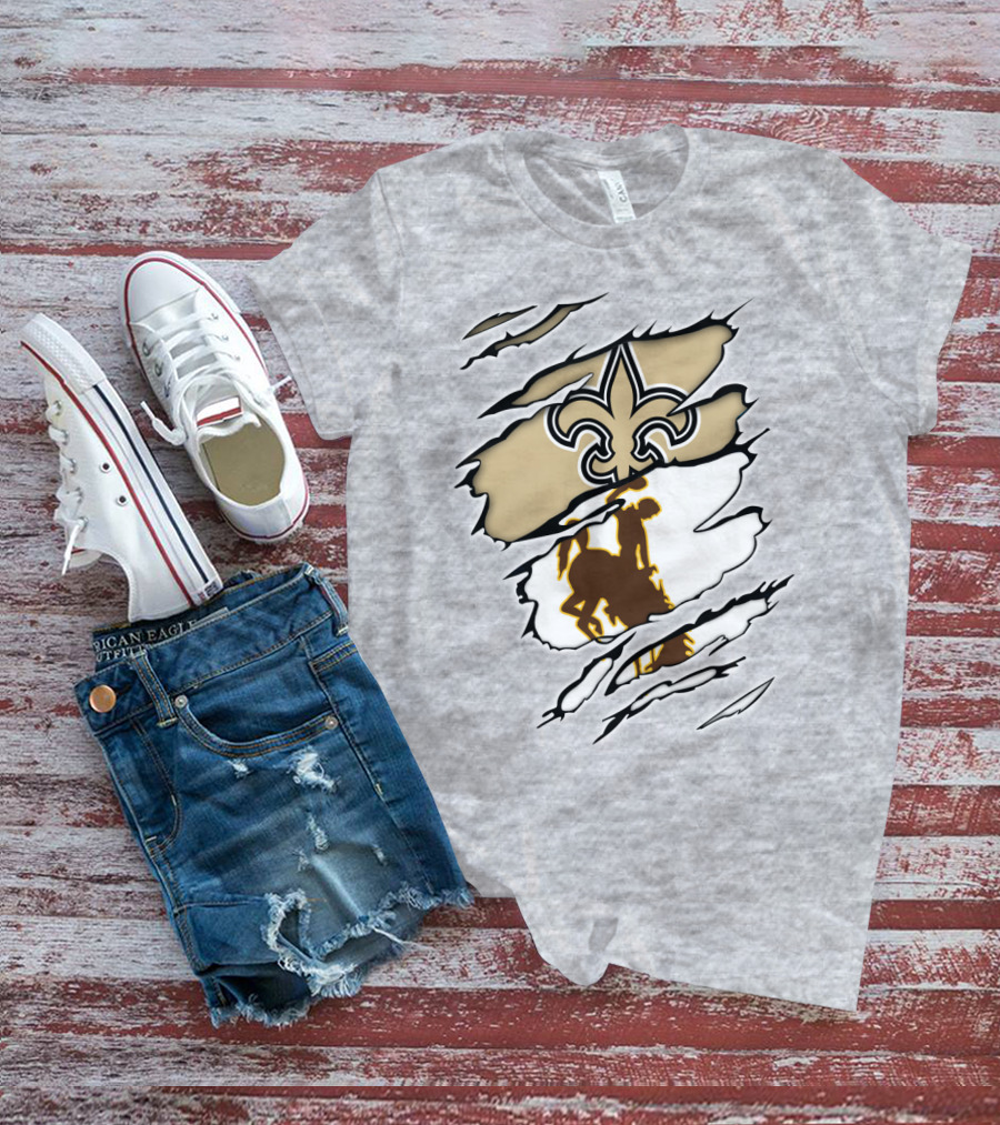 Saints Wyoming Fleur-de-Lis Rodeo Rider Tear T-Shirt