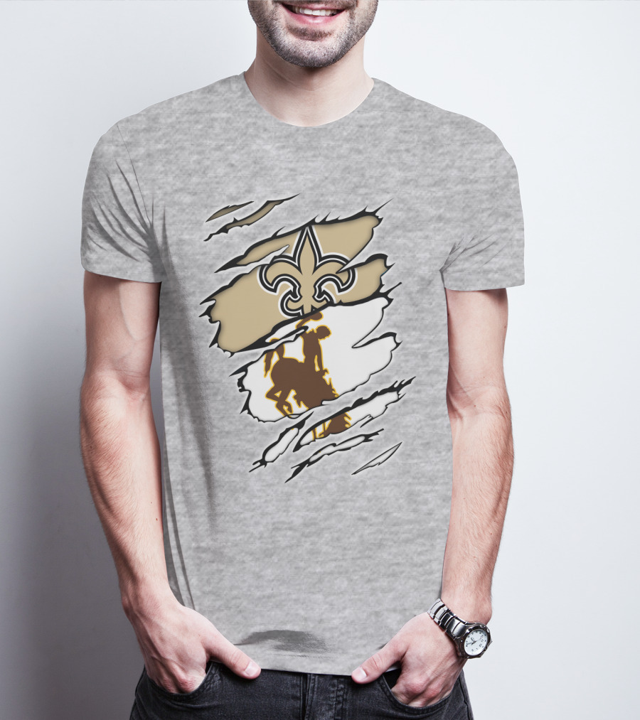 Saints Wyoming Fleur-de-Lis Rodeo Rider Tear T-Shirt