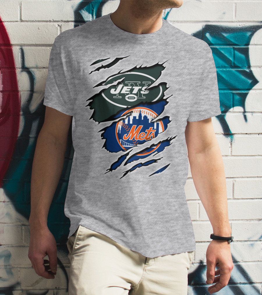 New York Jets Mets Claws Fan Logo Mashup T-Shirt