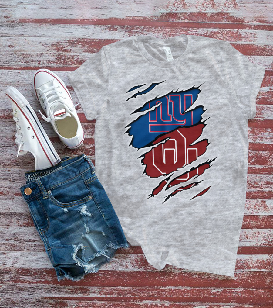 NY Giants OU Sooners Torn Effect T-Shirt
