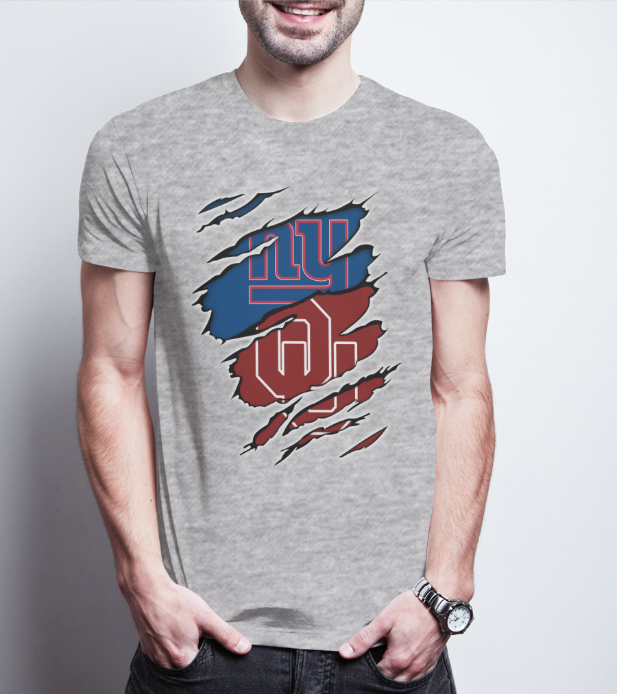 NY Giants OU Sooners Torn Effect T-Shirt