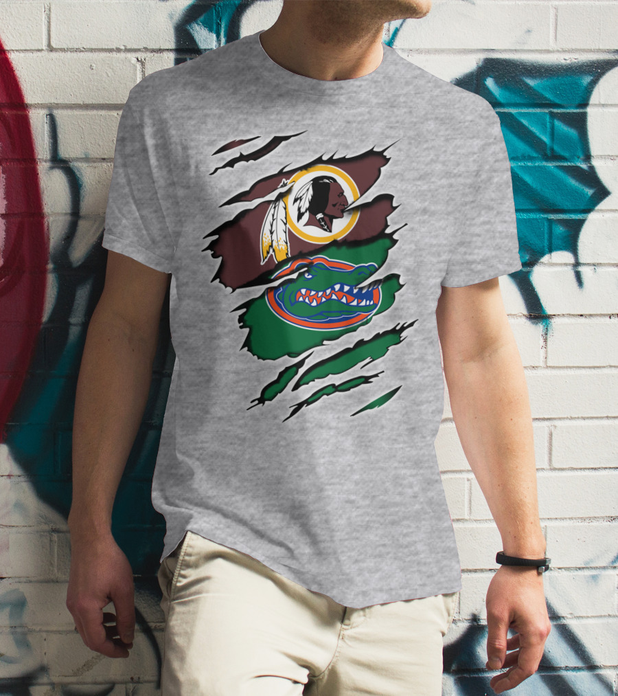 Redskins Gators Logos Claw Marks T-Shirt