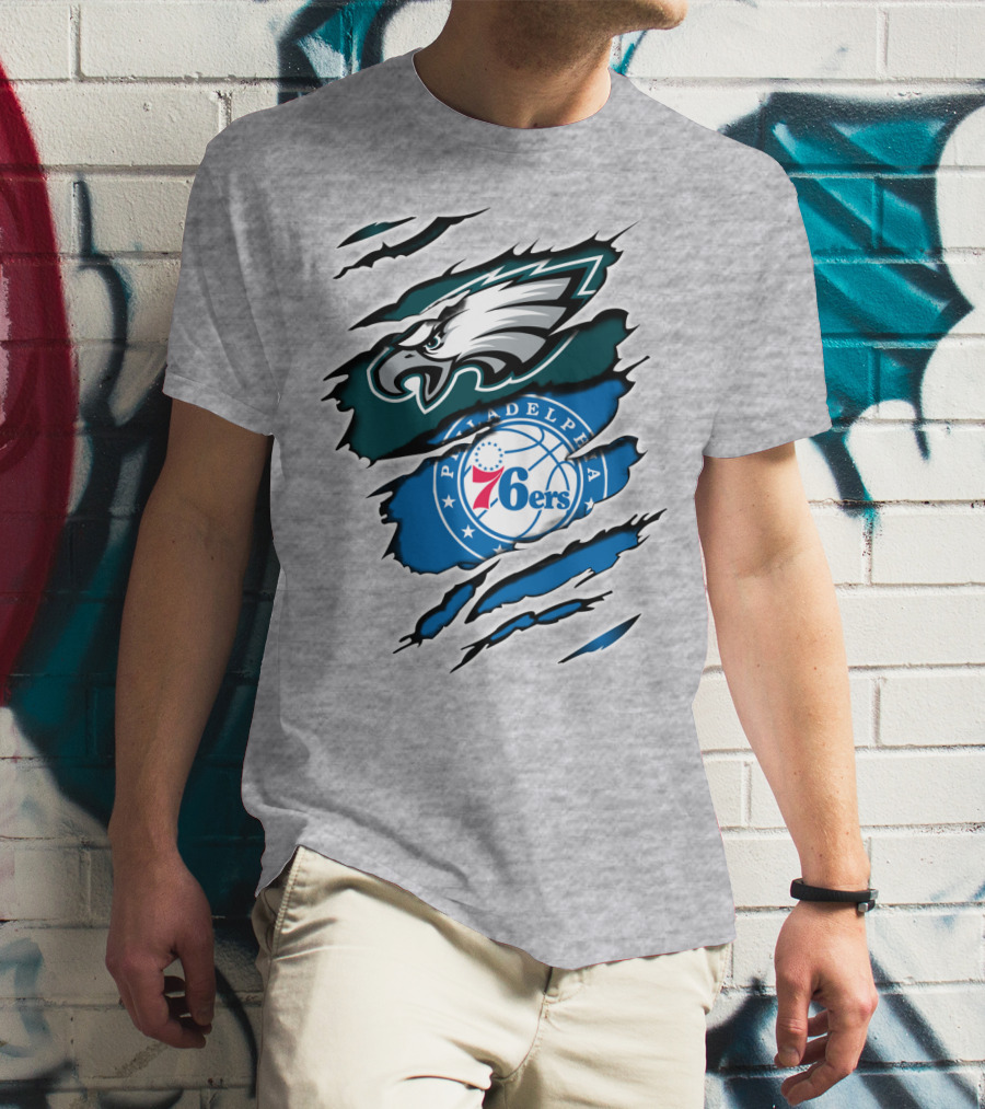 Philadelphia Eagles 76ers Rip Claw T-Shirt