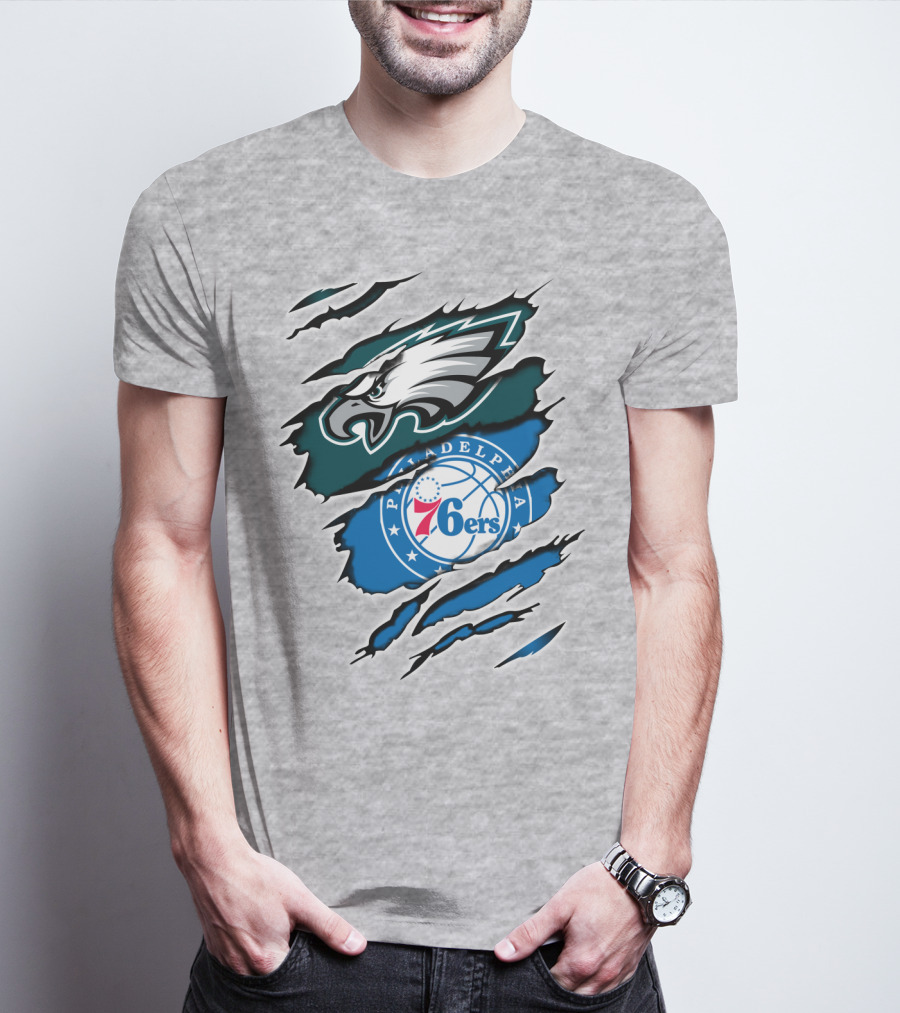 Philadelphia Eagles 76ers Rip Claw T-Shirt