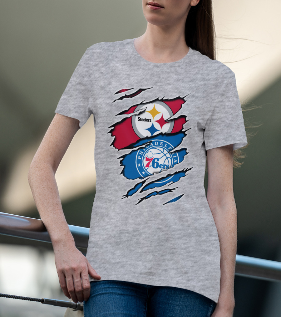Steelers Philadelphia 76ers Logo Mashup T-Shirt