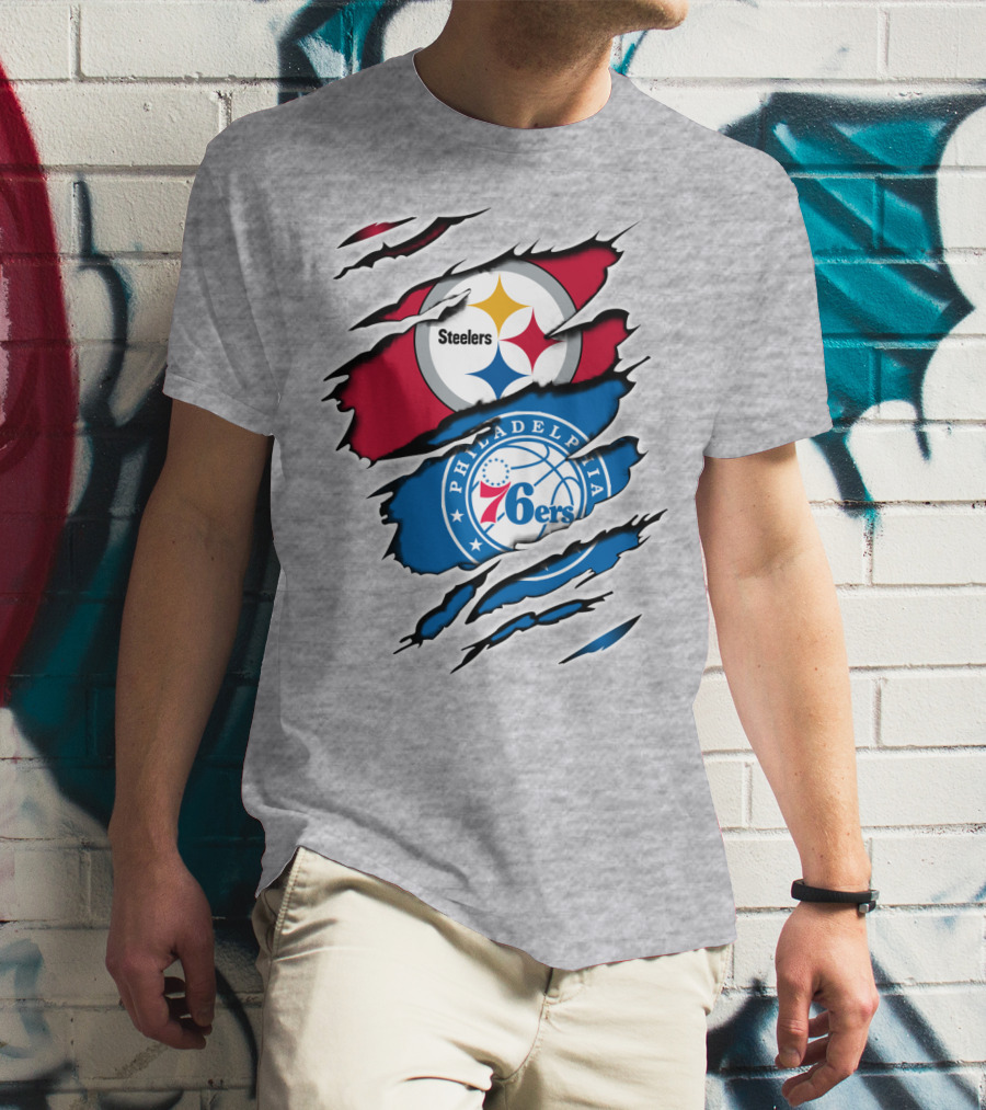 Steelers Philadelphia 76ers Logo Mashup T-Shirt