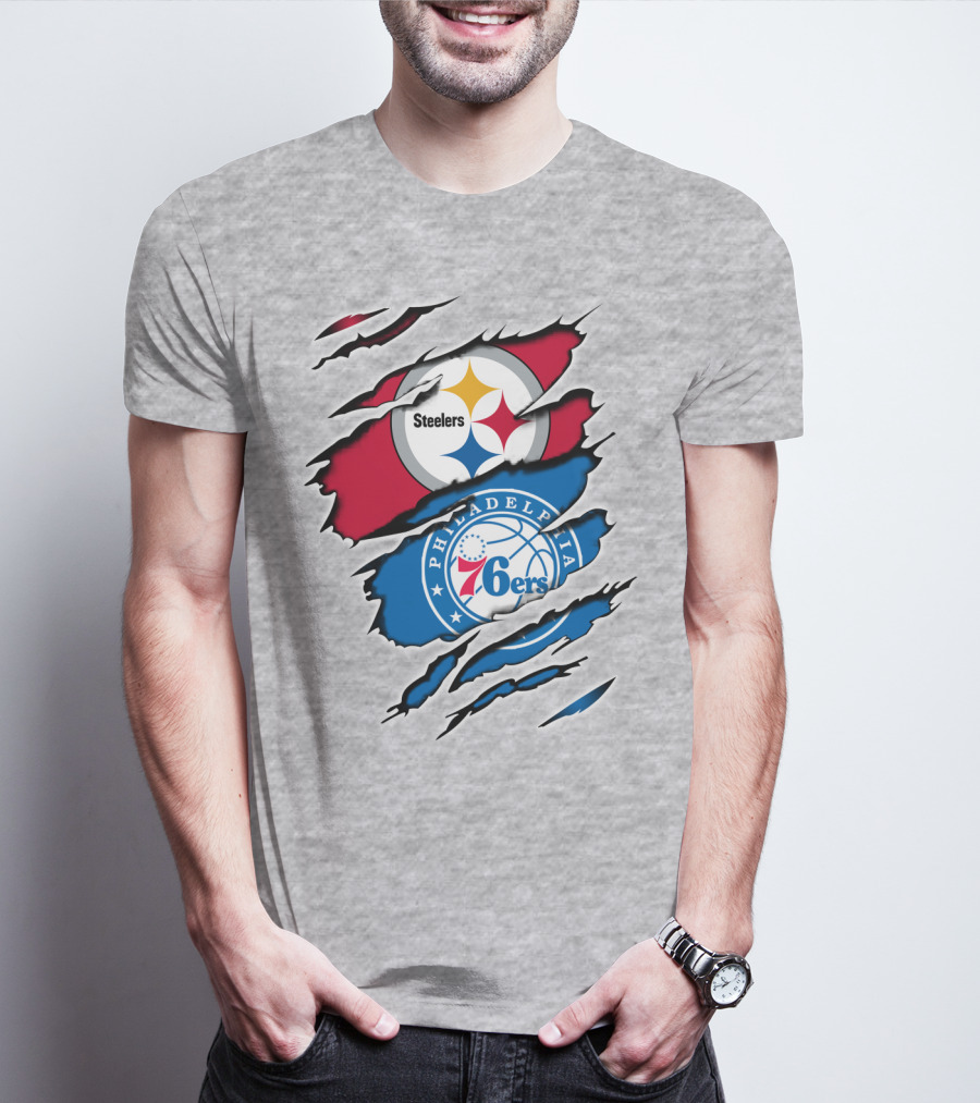 Steelers Philadelphia 76ers Logo Mashup T-Shirt