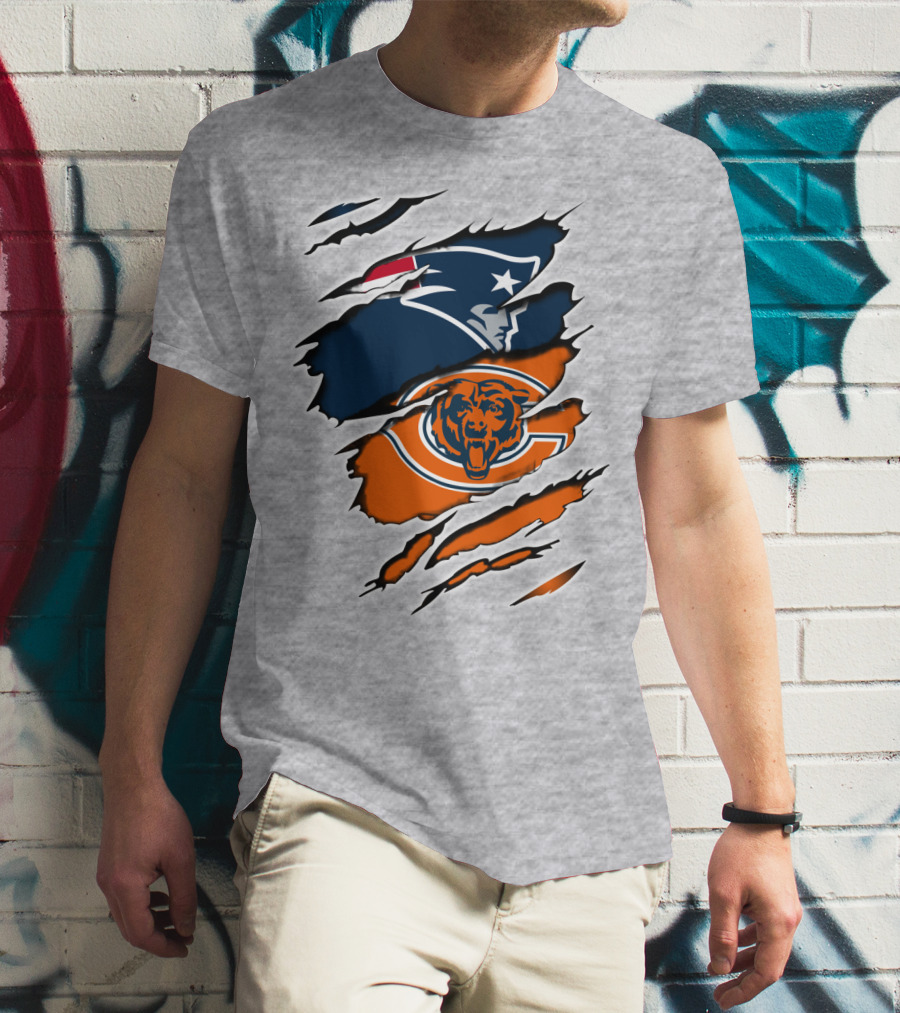 Patriots Bears Logos Clash Ripped T-Shirt