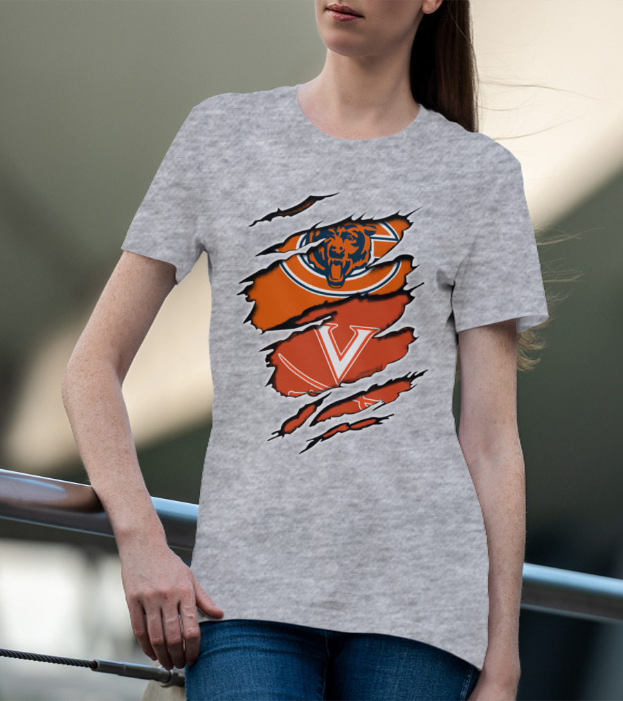 Bears Cavaliers Logo Fusion Football Fan T-Shirt