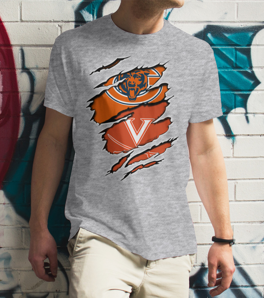 Bears Cavaliers Logo Fusion Football Fan T-Shirt