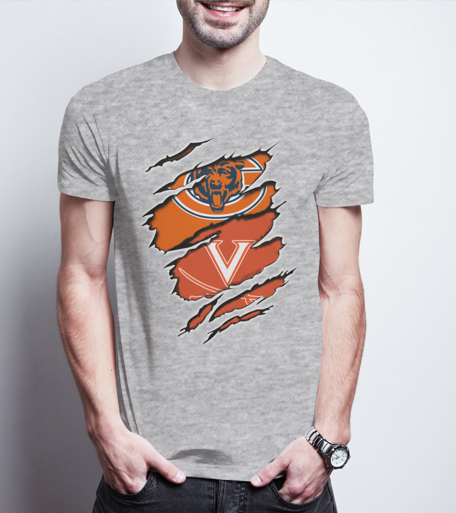 Bears Cavaliers Logo Fusion Football Fan T-Shirt