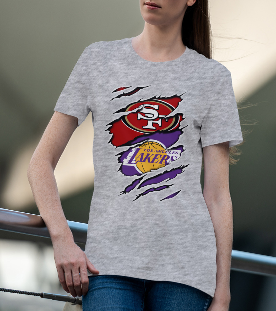 49ERS SF Los Angeles Lakers Logo Mashup T-Shirt