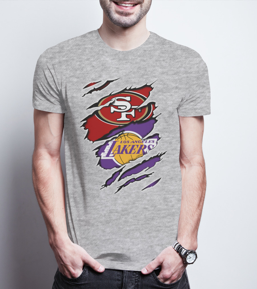 49ERS SF Los Angeles Lakers Logo Mashup T-Shirt