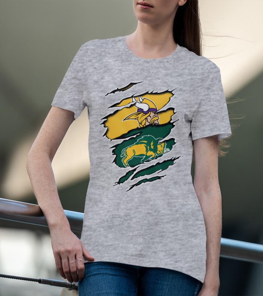 Vikings Logo With Bison Imagery Dakota T-Shirt