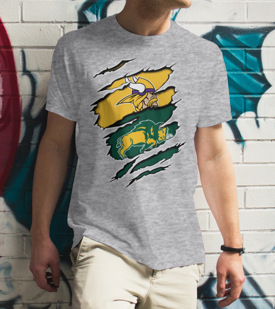 Vikings Logo With Bison Imagery Dakota T-Shirt