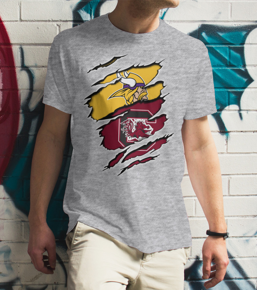 Vikings Gamecocks Merge NFL Minnesota And NCAA South Carolina T-Shirt