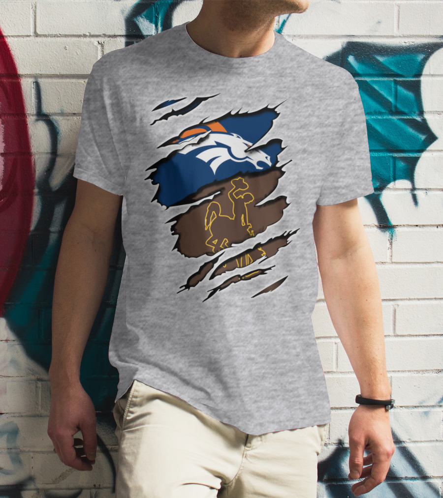 Broncos Wyoming Broncos Wyoming Logo Dual Layer Rip T-Shirt