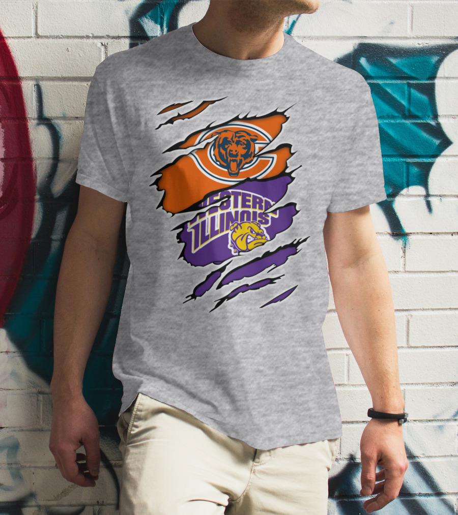 Chicago Bears Western Illinois Leathernecks Claw Marks T-Shirt