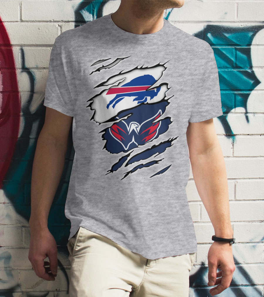 Buffalo Bills Washington Capitals Ripped Claw Marks T-Shirt