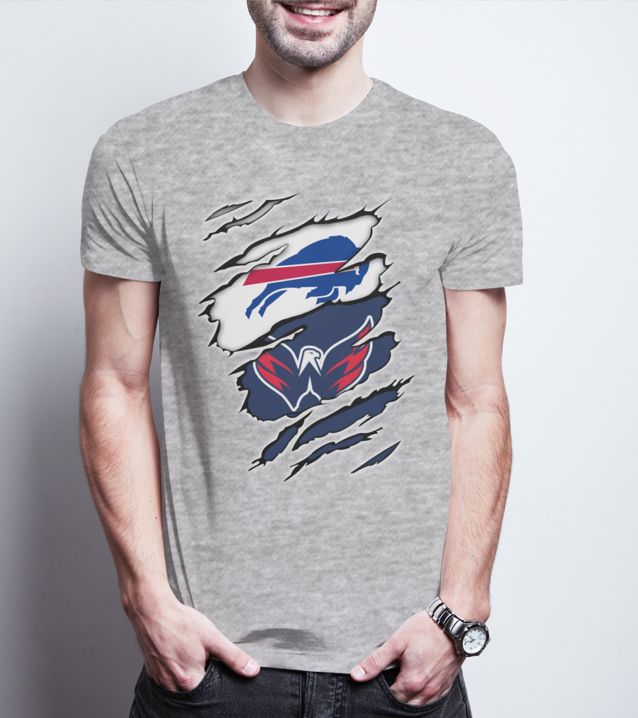 Buffalo Bills Washington Capitals Ripped Claw Marks T-Shirt