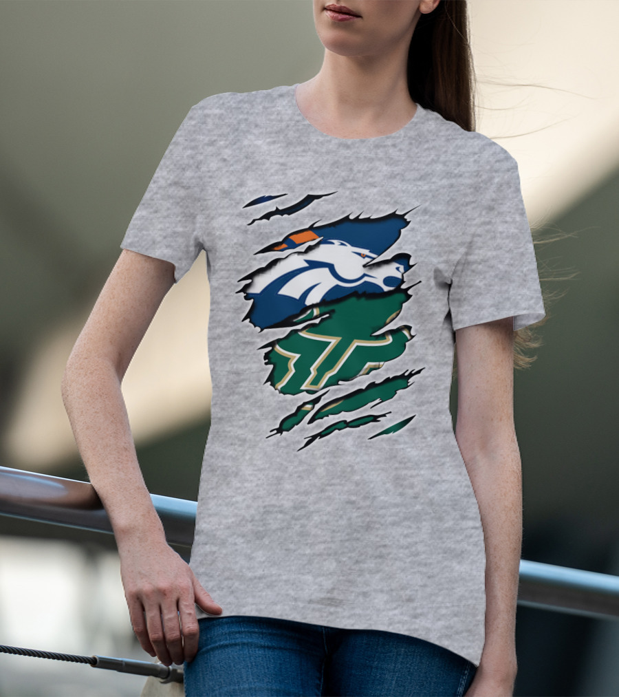Broncos Bulls Logo Combination Tear T-Shirt