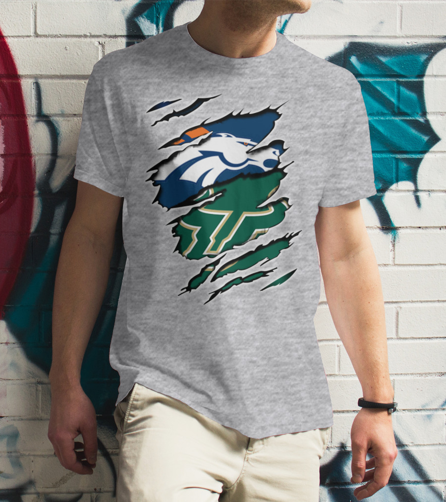 Broncos Bulls Logo Combination Tear T-Shirt