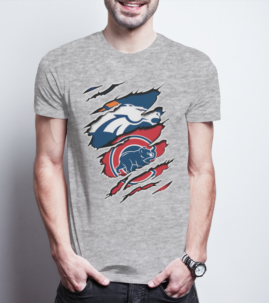 Broncos Cubs Scratching Logos Fusion T-Shirt