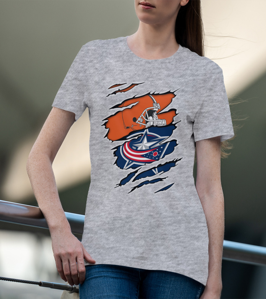 Cleveland Browns Columbus Blue Jackets Crossover T-Shirt