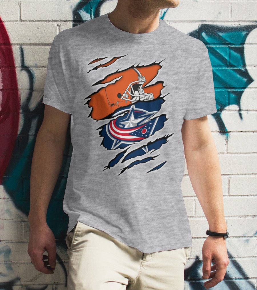 Cleveland Browns Columbus Blue Jackets Crossover T-Shirt