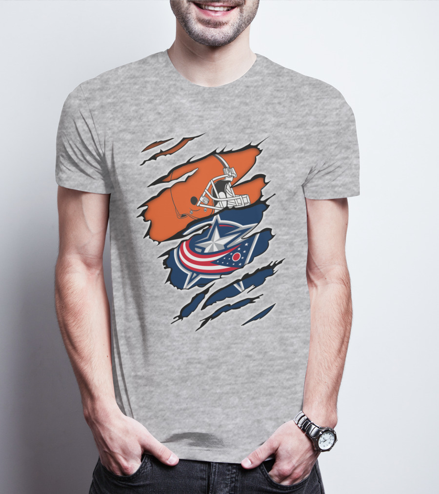 Cleveland Browns Columbus Blue Jackets Crossover T-Shirt