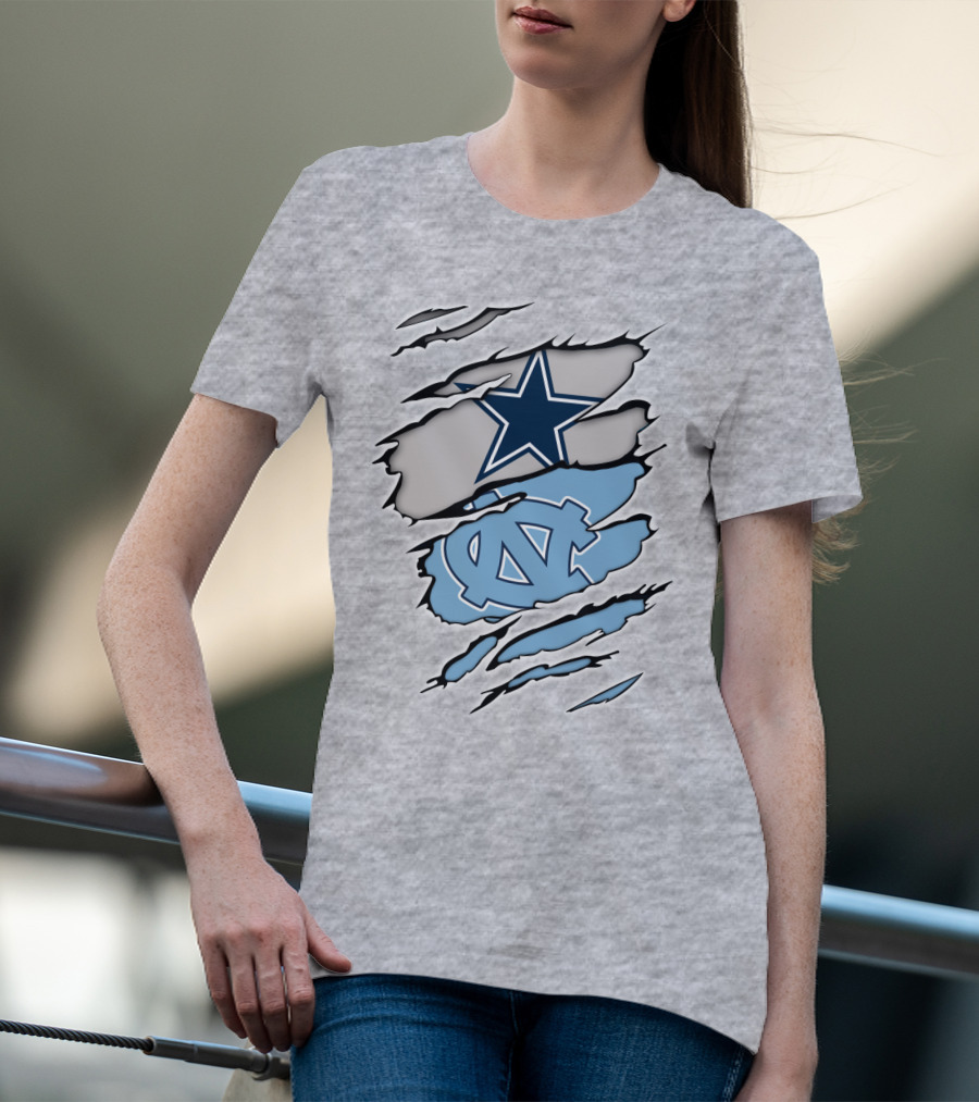 Dallas Cowboys UNC Tar Heels Rip Claw Marks T-Shirt