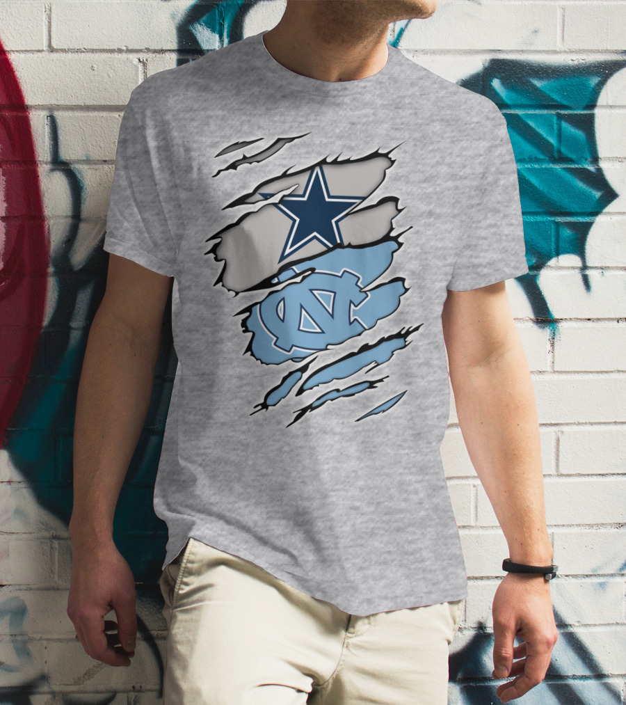 Dallas Cowboys UNC Tar Heels Rip Claw Marks T-Shirt