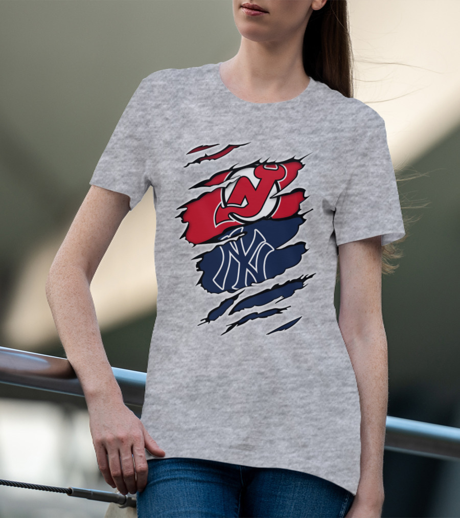 New Jersey Devils New York Yankees Fan Crossover T-Shirt