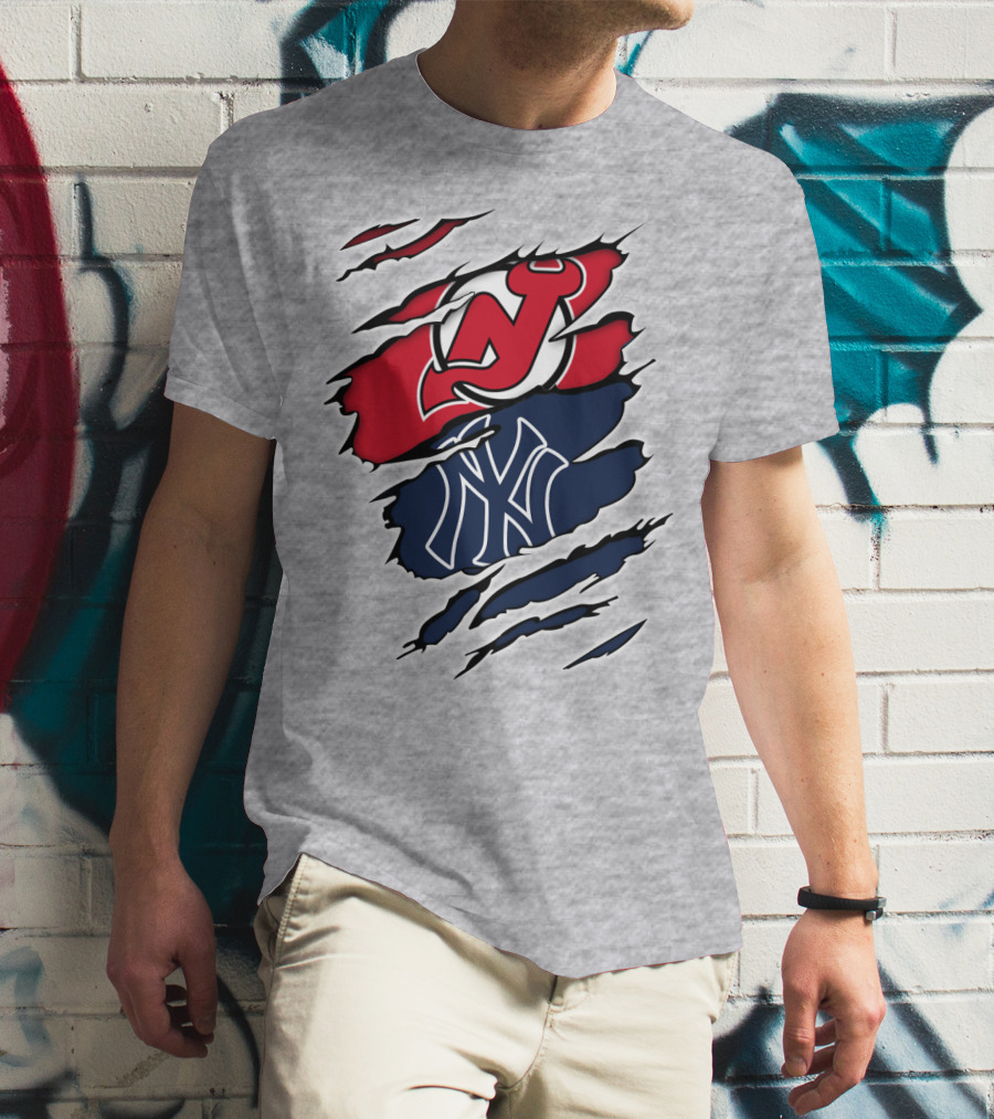 New Jersey Devils New York Yankees Fan Crossover T-Shirt