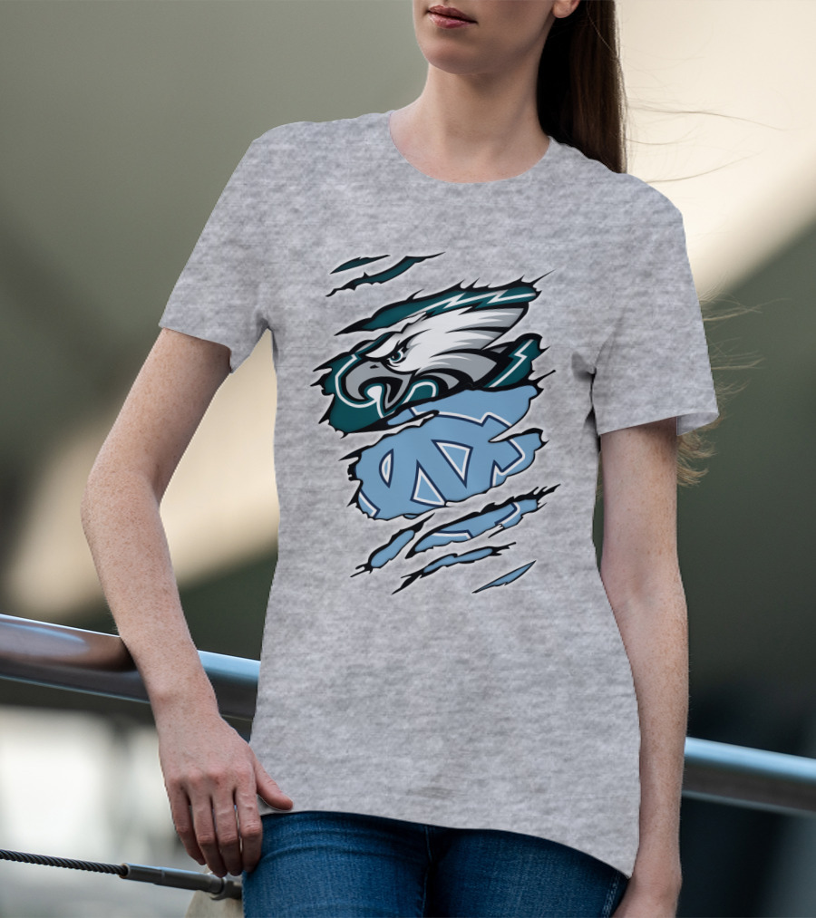 Philadelphia Eagles North Carolina Tar Heels Logo Fusion T-Shirt