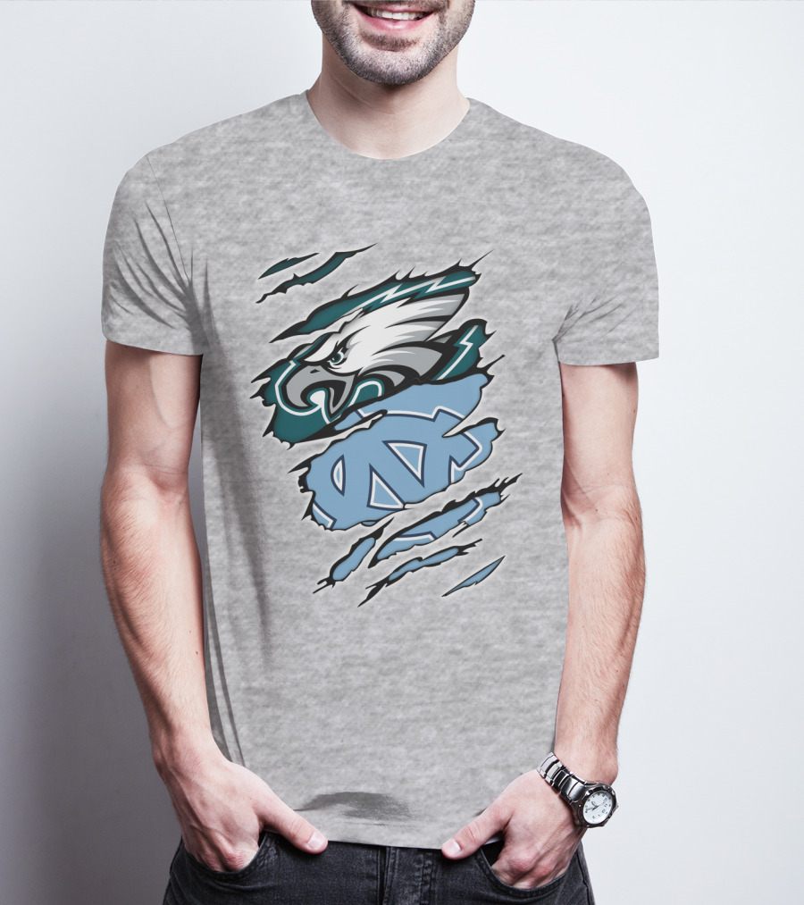 Philadelphia Eagles North Carolina Tar Heels Logo Fusion T-Shirt
