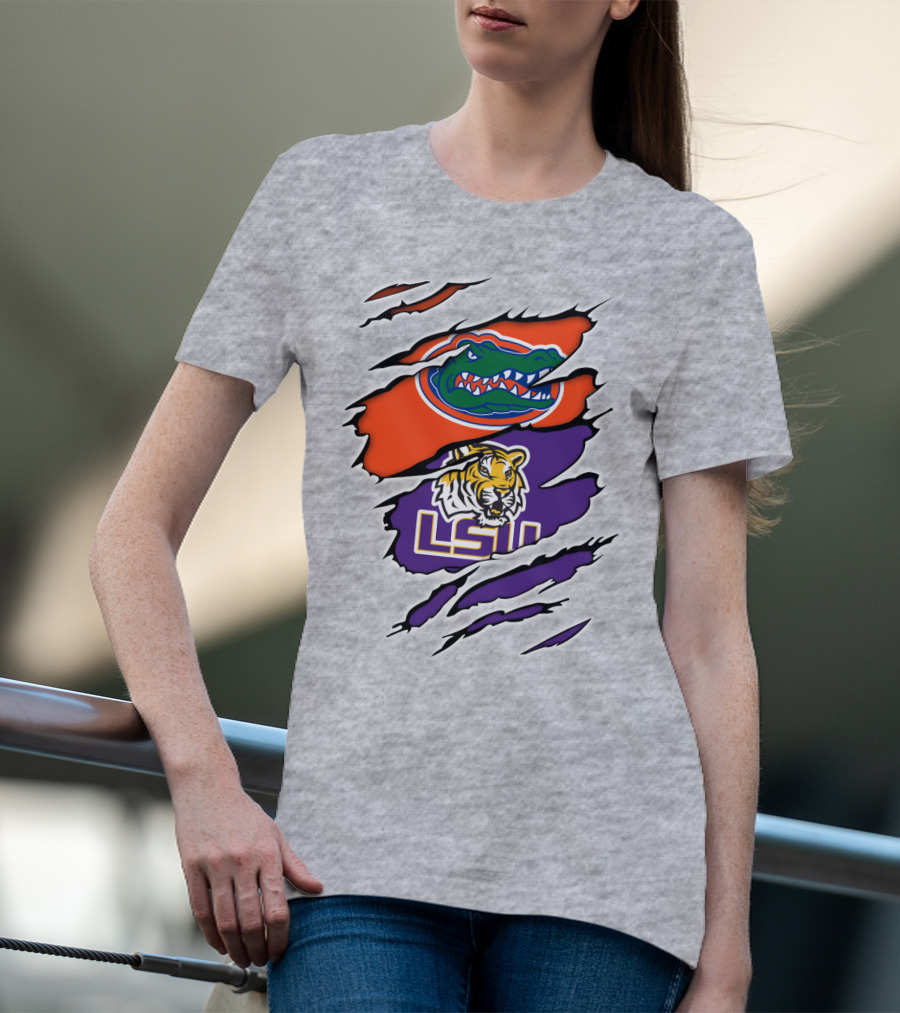 Florida Gators LSU Tigers Rivalry Claw Marks T-Shirt