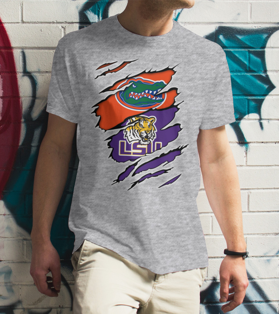 Florida Gators LSU Tigers Rivalry Claw Marks T-Shirt