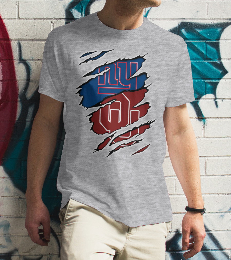 New York Giants OU Oklahoma Football Fusion T-Shirt
