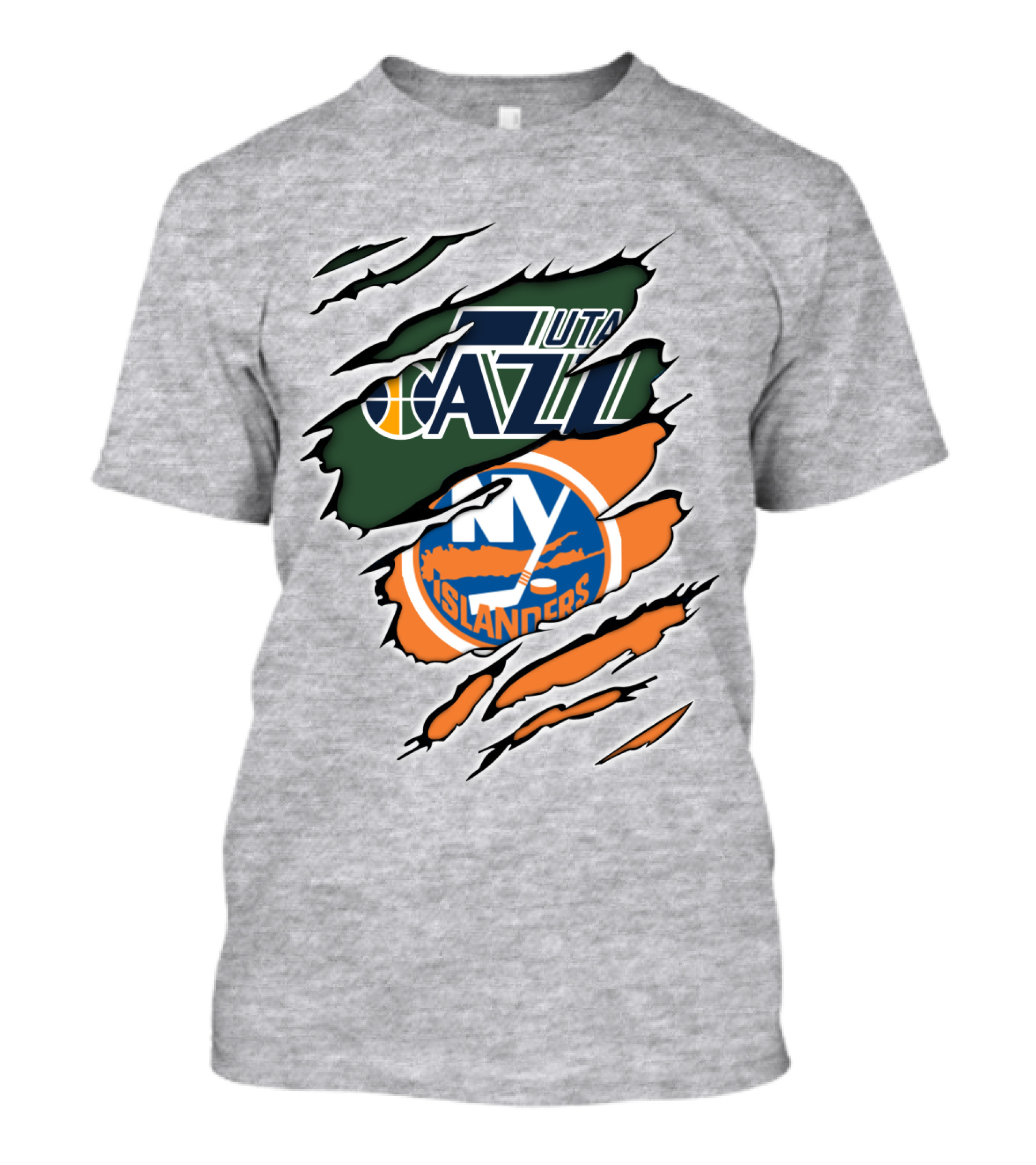 Utah Jazz NY Islanders Team Spirit Collaboration T-Shirt