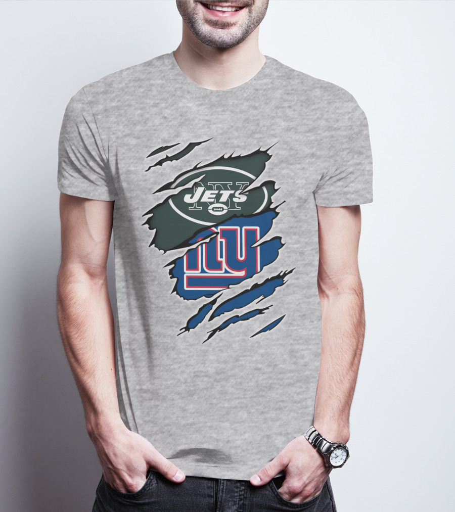 Jets Giants Logo Ripped T-Shirt